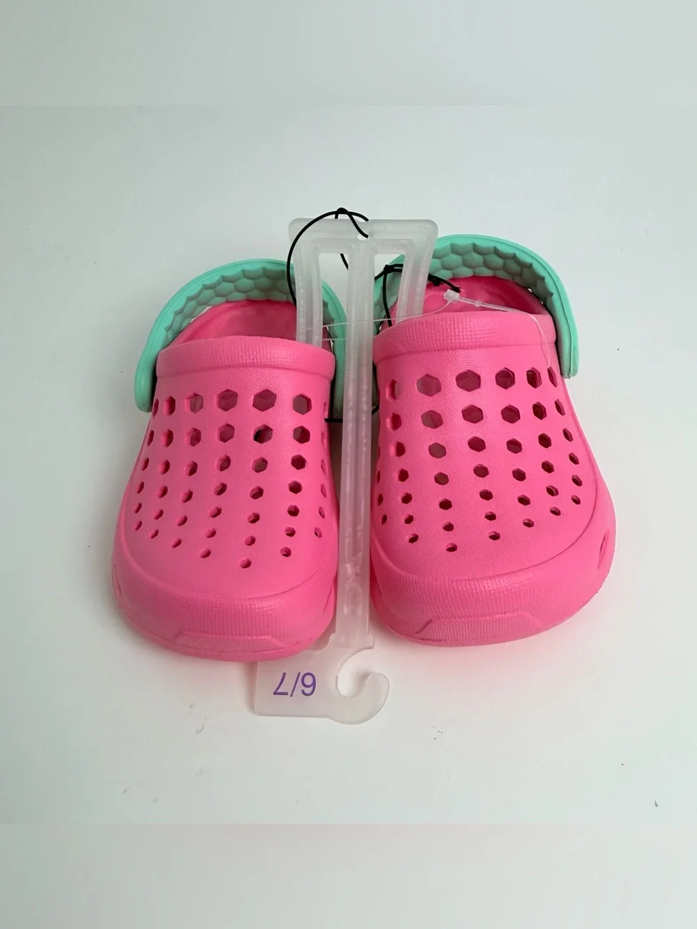 Kids Pink Clog Sandals with Mint Heel Strap